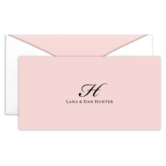 Elegant Script Initial Folded Monarch Cards - Raised Ink